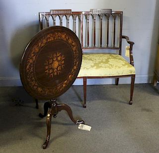 Custom Quality Mahogany Settee Together with an