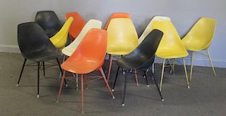 Set Of 12 Eames Style Shell Chairs With Eiffel