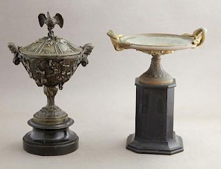 Two Clock Coupes, 19th c., one of brass with serpe