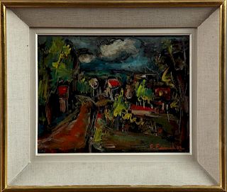 F. Fauchez, "The Country Road," 20th c., oil on ca