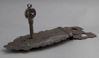 Rare French Hammered Wrought Iron Coffer Lock, 18t