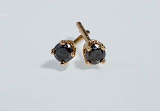 Pair of 14K Yellow Gold Stud Earrings, each with a