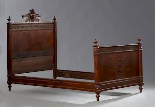 French Henri II Style Carved Oak Bed, late 19th c.