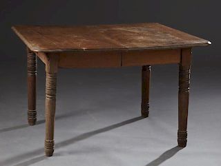American Carved Walnut Dining Table, 19th c., the
