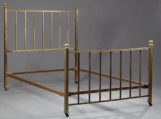 French Brass Bed, early 20th c., the head and foot