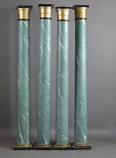 Set of Four Polychromed Faux Marble Parcel Gilt La