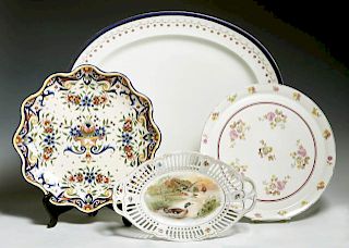 Four Pieces of Porcelain, consisting of a majolica