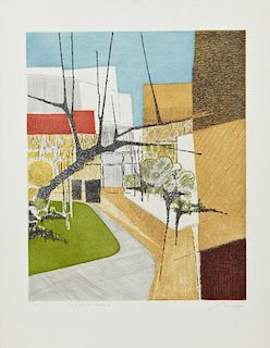 Charles Munch, "Le Jardin en Automne," lithograph,
