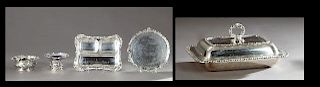 Five Pieces of English and American Silverplate Ta