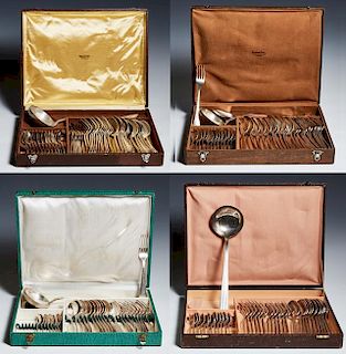 Four Boxed Sets of French Silverplated Flatware; O