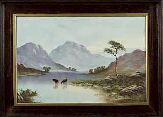 B. Ward, "Cows Watering in the Mountain Lake," 20t