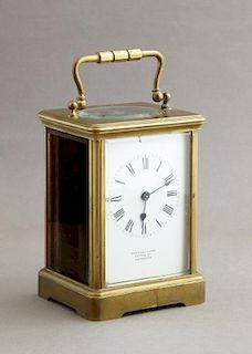 English Brass Carriage Clock, early 20th c., retai