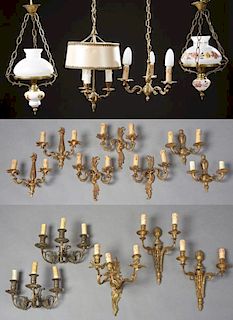 Group of Sixteen Pieces of French Lighting, 20th c