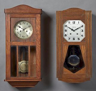 Two French Wall Clocks, 20th c., consisting of an