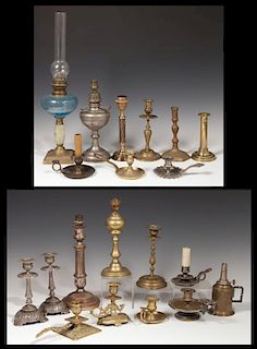 Group of Twenty Pieces of French Metal Lighting, 1