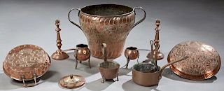 Group of Sixteen French Copper Pieces, 19th and 20