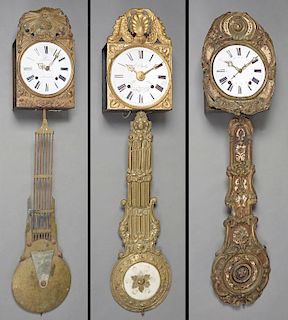 Group of Three French Morbier Clocks, 19th c., one