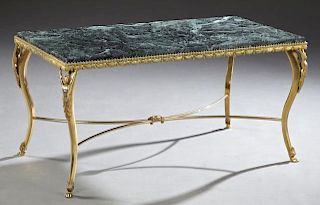 French Gilt Bronze Marble Top Coffee Table, 20th c