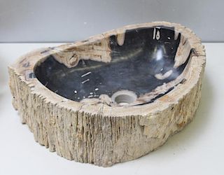 Modern Organic Form Petrified Wood Bowl as Sink.