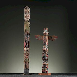 Northwest Coast Model Wood Totem Poles