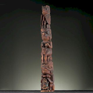 Haida Model Wood Totem Pole