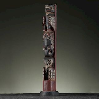 Kwakwaka'wakw Model Wood Totem Pole