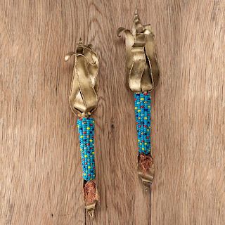 Charles Pratt (Cheyenne / Arapaho, b. 1937) Bronze and Turquoise Ears of Corn