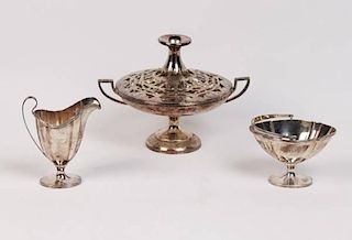 3 PIECE MISCELLANEOUS LOT OF STERLING AND SILVER PLATE