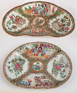 TWO 19TH C. ROSE MEDALLION DISHES