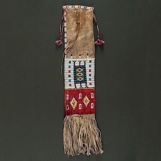 Sioux Beaded and Quilled Hide Tobacco Bag From the Collection of Monroe Killy (1910-2010)