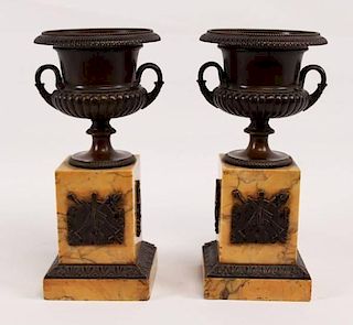 PAIR OF FRENCH BRONZE URNS