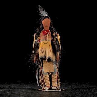 Tim Lammers, Ivan Knife, (Oglala Sioux, 20th century) Quilled Hide Warrior Doll