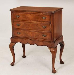 ENGLISH QUEEN ANNE STYLE WALNUT CHEST ON FRAME