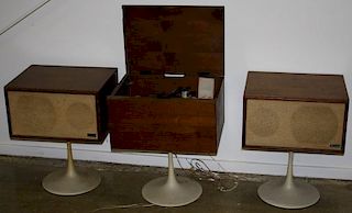 KLH Model 20 three piece turntable with walnut case and trumpet form base