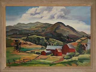 Marion Smith (American 20th C) Vermont Landscape o/b signed lower right  20 x 30"