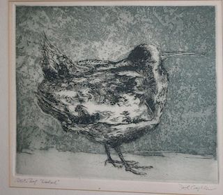 Jack Cloughlin(American 1932-) Woodcock aquatint and engraving signed lower margin 8 x 10"