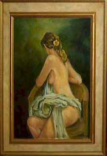 Joseph Mueller (American 1924-2007) Twisting Nude #2 o/c 30 x 22" signed lower right