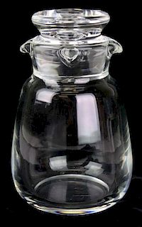 Steuben signed mid-century blown crystal art glass 'teardrop" martini shaker 6.25" x 4"