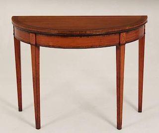 ENGLISH SATINWOOD FLIP-OVER TOP GAMES TABLE