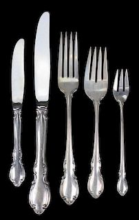 38 pcs Towle Legato Sterling silver flatware incl 8 dinner forks, 8 dessert forks, 8 seafood forks, 8 dinner knives, 6 butter