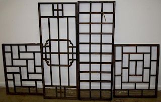 Lot of 4 Chinese soft wood window frames.