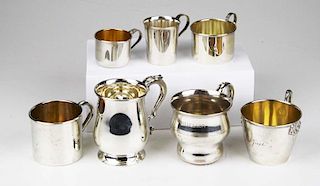 7 sterling silver childs cups incl. reproduction tankard 20 troy oz