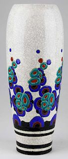 large Charles Catteau for Boch Freres Belgium Art Deco pottery vase 17" x 7"