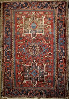 early 20th c Persian area rug, 3' 5” x 4' 6”
