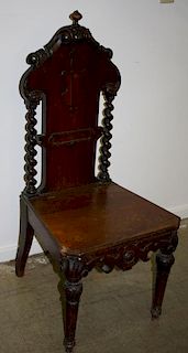 Victorian Renaissance revival carved music chair, lift top seat. Walnut, rosewood, oak.