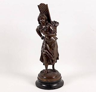 BRUCROY, 19TH. C BRONZE SCULPTURE OF YOUNG GIRL