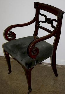 English Regency carved arm chair