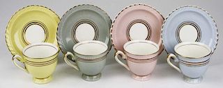 set of 10 Monticello pastel and gold band floral china demitasse cups and saucers