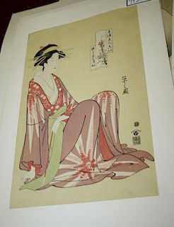 four contemporary reproductions of famous Ukiyo-e Prints