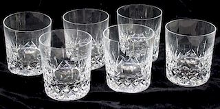 6 signed Galway cut crystal old fashioned/rocks glasses 3.75" x 3.5"-one with rim chip
